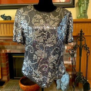 SEQUIN TOP SILVER - Size XL